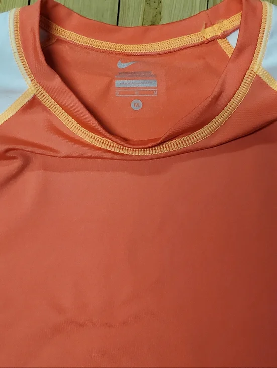 Nike Colorblock Long Sleeve Rash Guard Swim Top Orange White Black Activewear - Picture 3 of 6